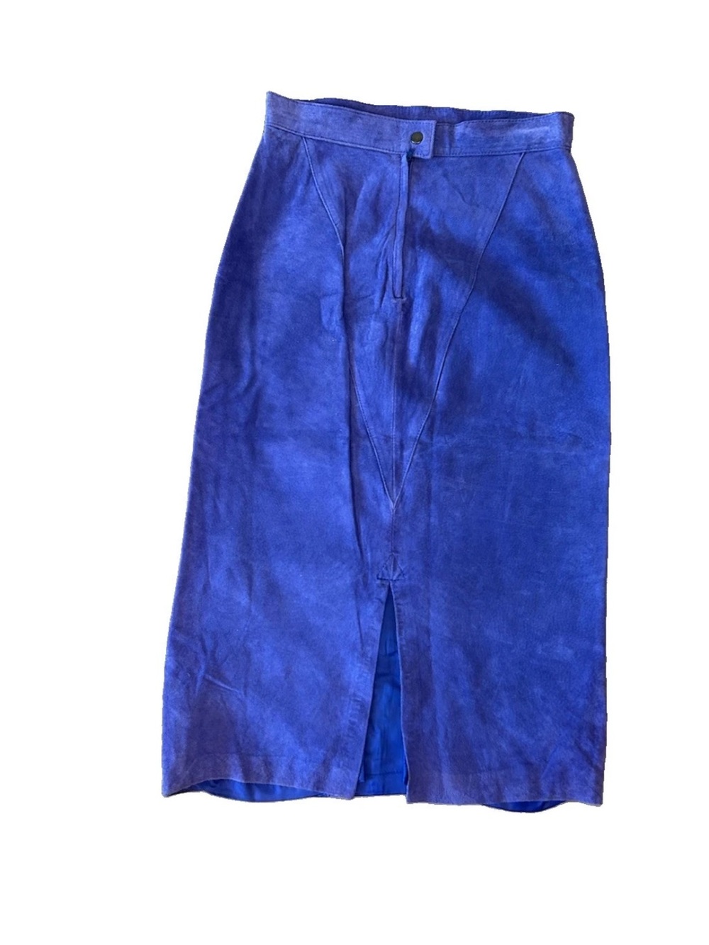 Vintage WINLIT Periwinkle Purple Suede Leather Midi Skirt Korea High Waist 7/8 - Picture 4 of 15